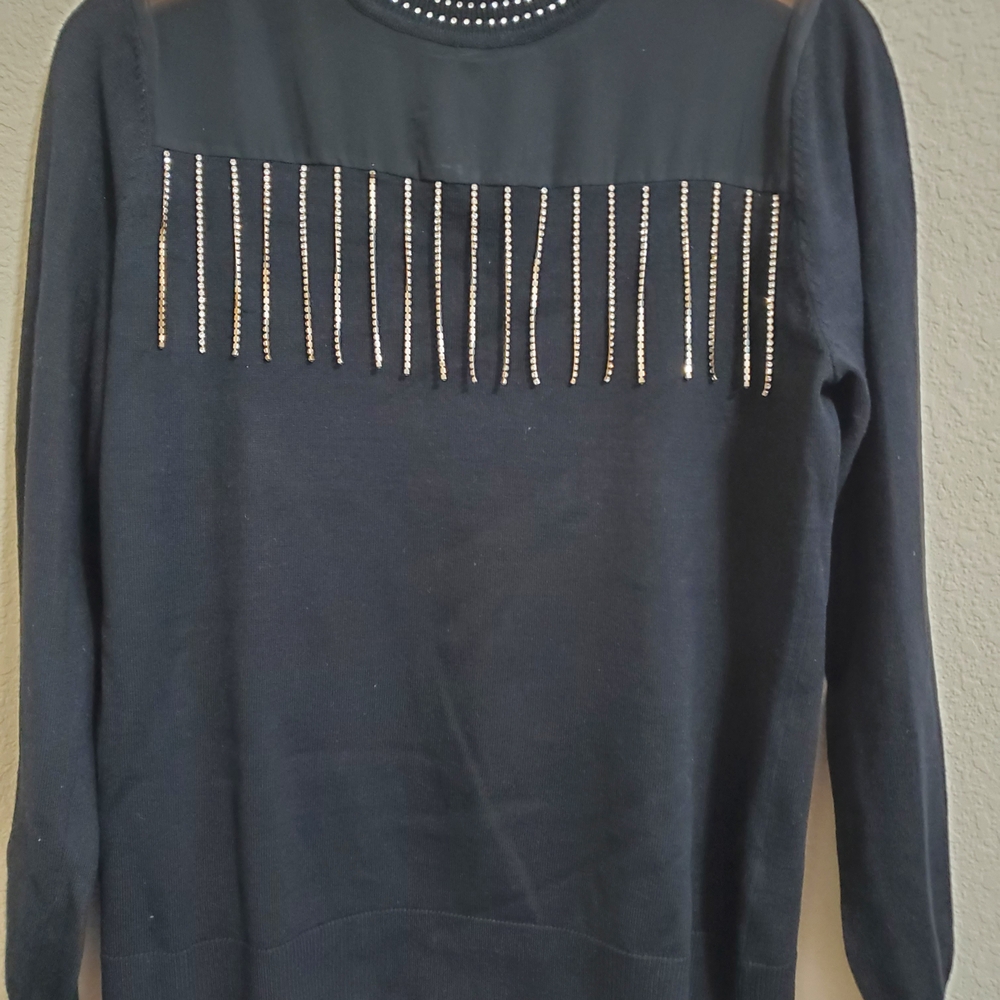 Cable & Gauge Black Sweater with Studded Detail